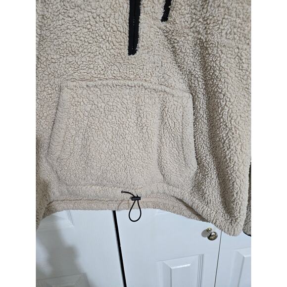 Victoria's secret PINK large women's cream colored sherpa partial zip sweater - Picture 2 of 9